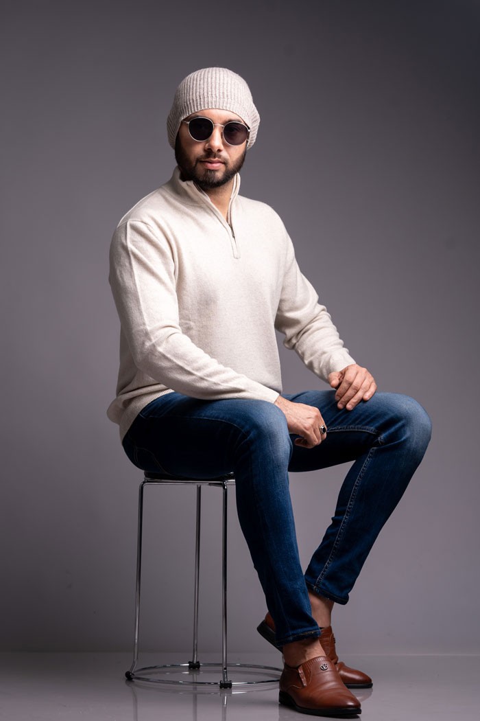 100% Pure Cashmere Gents half Zipper Pullover