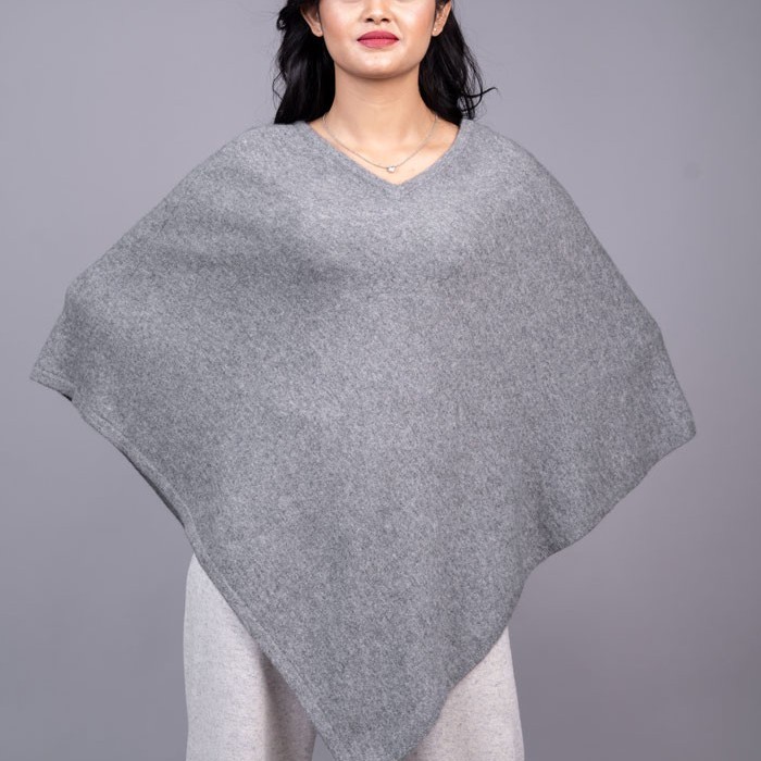 100% Pure Cashmere V-Neck Panchu Free-size
