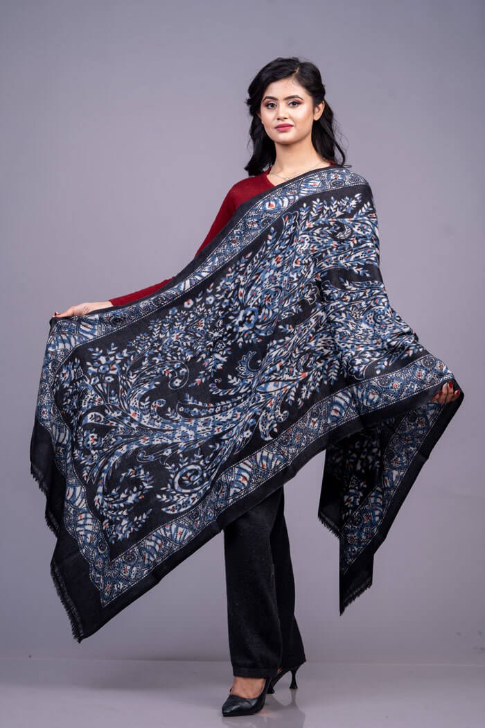 100% Pure Cashmere Printed Stole 28"×80"