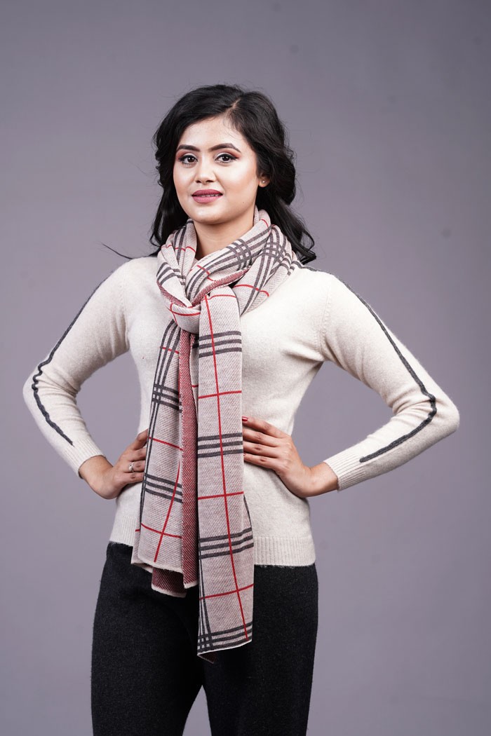 100% Pure Cashmere Printed Shawl 28"×80"
