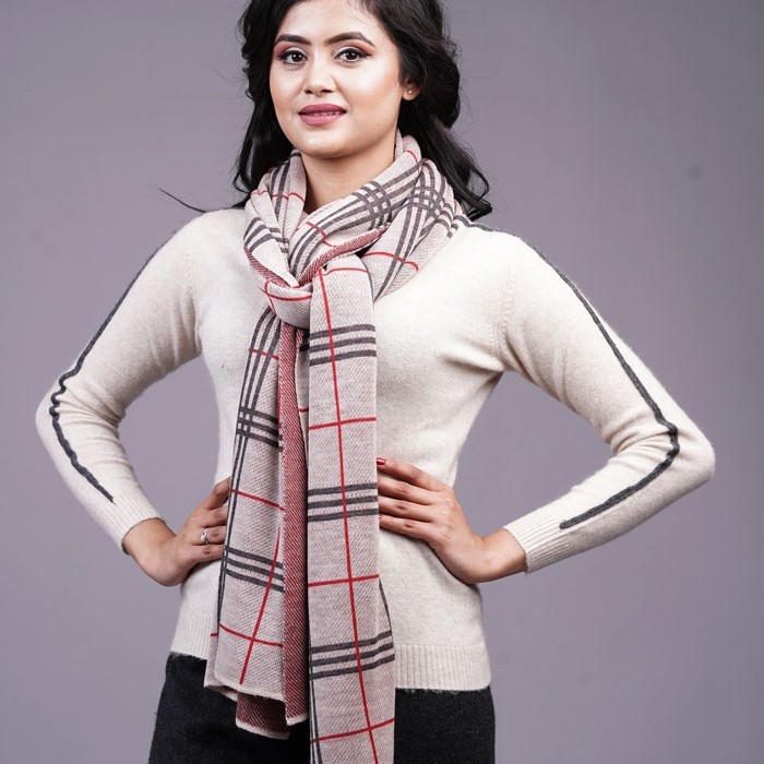 100% Pure Cashmere Printed Shawl 28"×80"