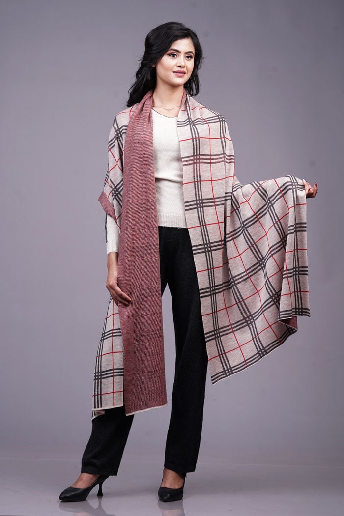 100% Pure Cashmere Printed Shawl 28"×80"