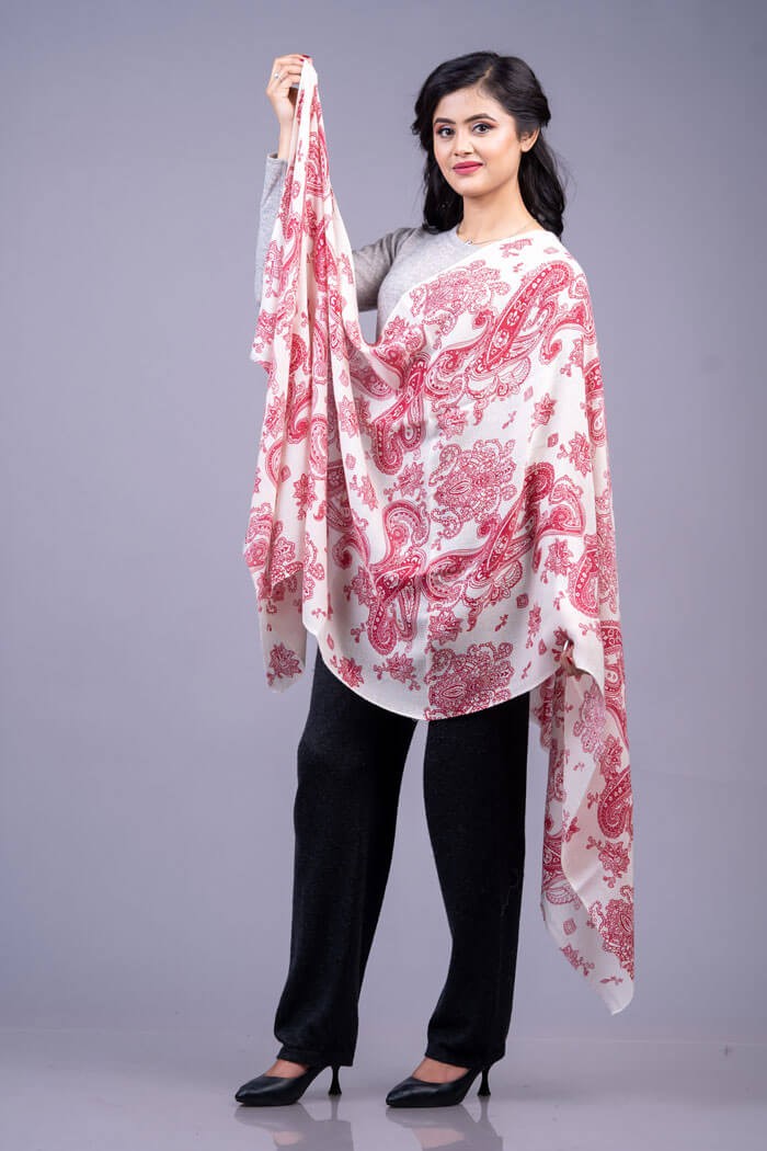 100% Pure Cashmere Printed Stole 28"×80"
